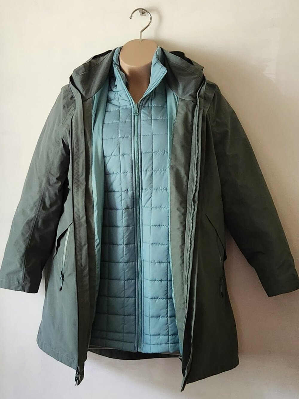 Lands' End rain/snow coat removable lining sz XLP teal VGUC
